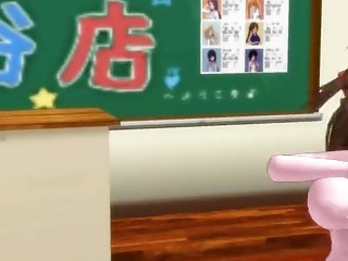 Adorable hentai futanari shows her cock and has a blowjob